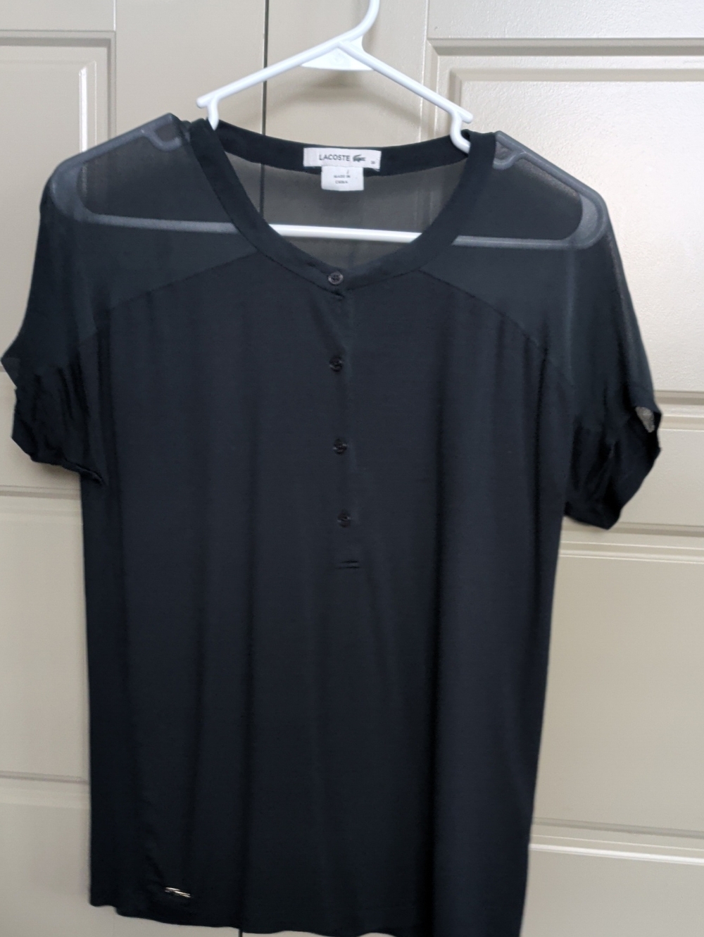 Lacoste Navy Short-Sleeve Button-Front Blouse